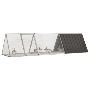 VidaXL Kaninchenkäfig aus verzinktem Stahl als Hasenstall für Kleintiere B/T/H: 302,5 x 80,5 x 71 cm - Bild 2