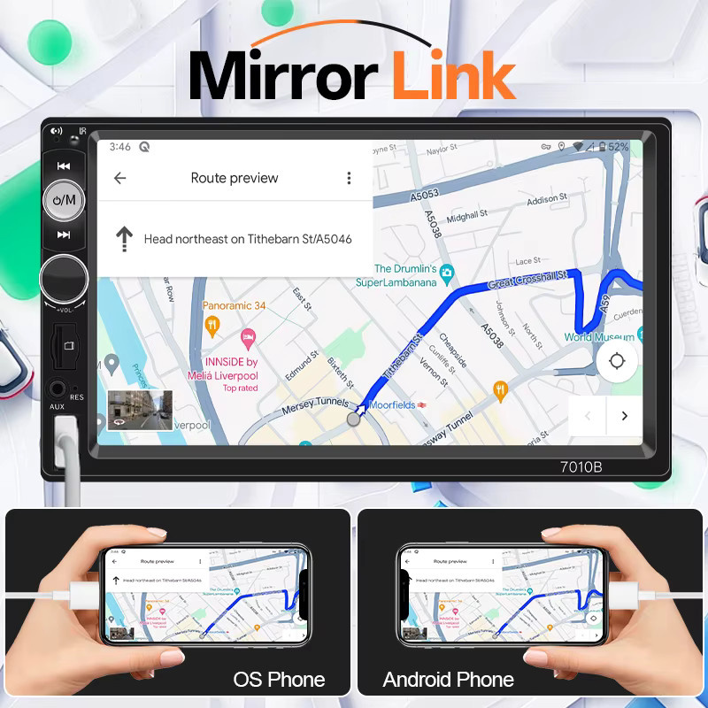 HIPPCRON 7 Zoll Autoradio 2DIN MP5 Player mit HD Touchscreen, Bluetooth und Mirror Link in Schwarz - Bild 2