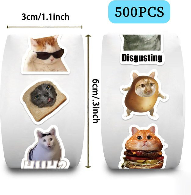 AnimeWorlds Store Katzen-Emoji Washi-Tape in Multicolour, 500 Stück pro Rolle zur Dekoration von Tagebüchern und Umschlägen - Bild 1