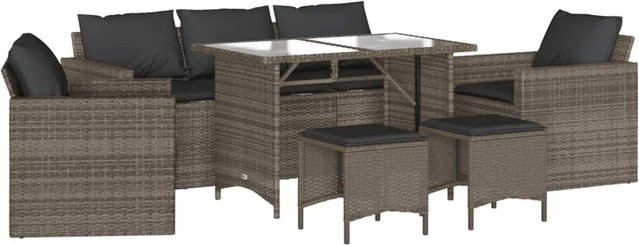 vidaXL 6-tlg Garten-Sofagarnitur aus grauem PE-Rattan mit Kissen und pulverbeschichtetem Stahlgestell - Bild 1
