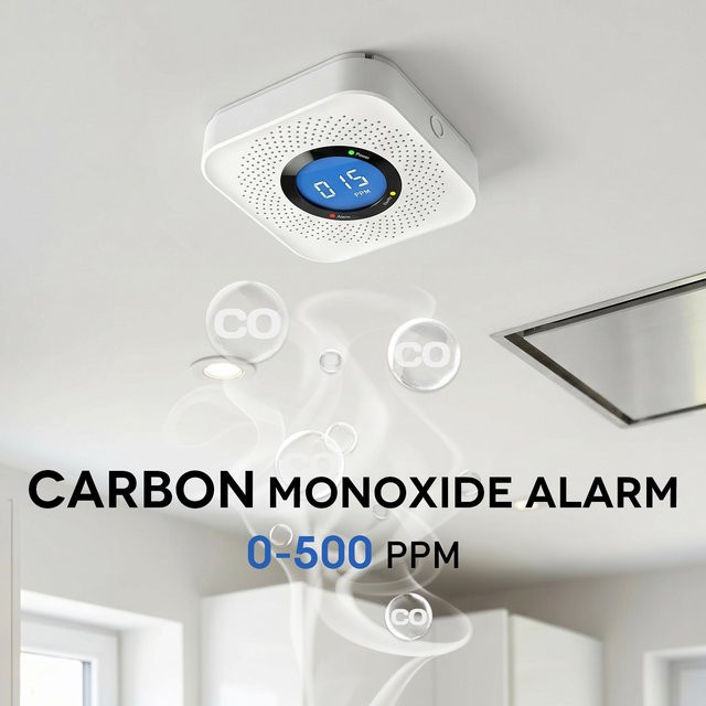 PGST Kohlenmonoxid-Alarm mit LCD-Display und 85 dB Warnfunktion in Weiß - Bild 1