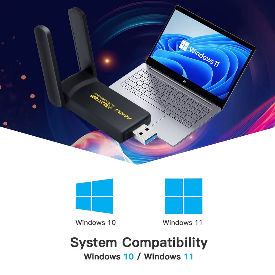 FENVI AX1800 WiFi 6 USB-Adapter Dual Band 2,4 GHz/5 GHz Wireless WiFi Receiver USB 3.0 Dongle Netzwerk Wi-Fi Karte für Laptop in Schwarz - Bild 4