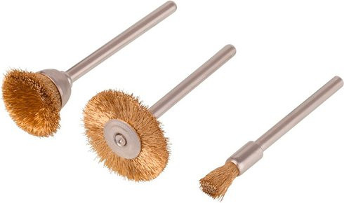Wolfcraft Bürstenset aus Messing, 3-teilig, braun/gold/silber - Bild 1