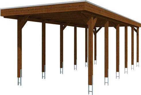 Skan Holz Carport Friesland in Nussbaum Braun B/T: 860 x 314 cm, Höhe: 241 cm - Bild 3