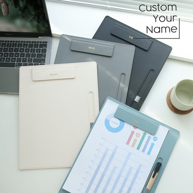 Personalisierter magnetischer Klemmbrett-Dokumentenhalter A4 in Schwarz mit Stifthalter und Organizer-Funktion aus Kunststoff - Bild 1