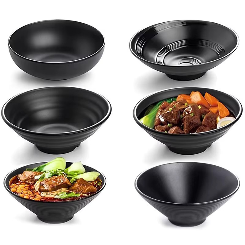 NHM Melamin Ramen-Schüssel im japanischen Stil, Schwarz, gefrostet - Bild 5