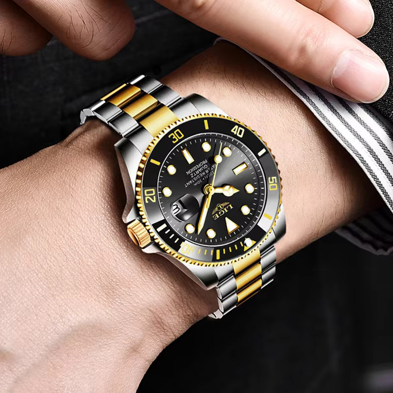 LIGE Armbanduhr Quarz, Edelstahl, 30 ATM, Datum, Herren - Bild 6