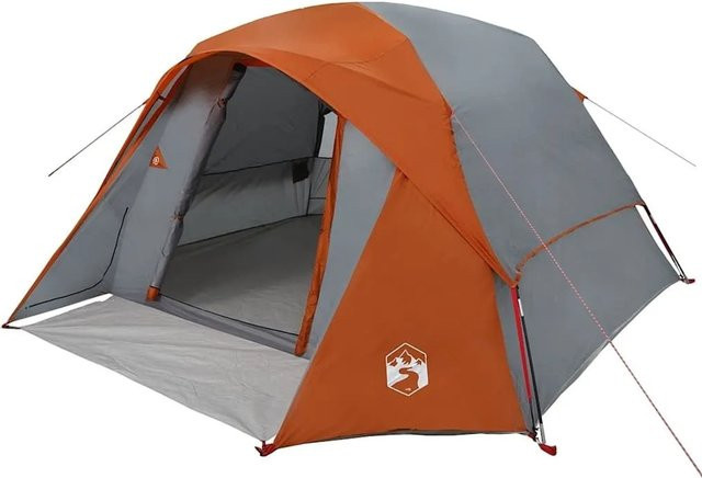vidaXL Familienzelt für 6 Personen in Grau und Orange, wasserdicht - Bild 1