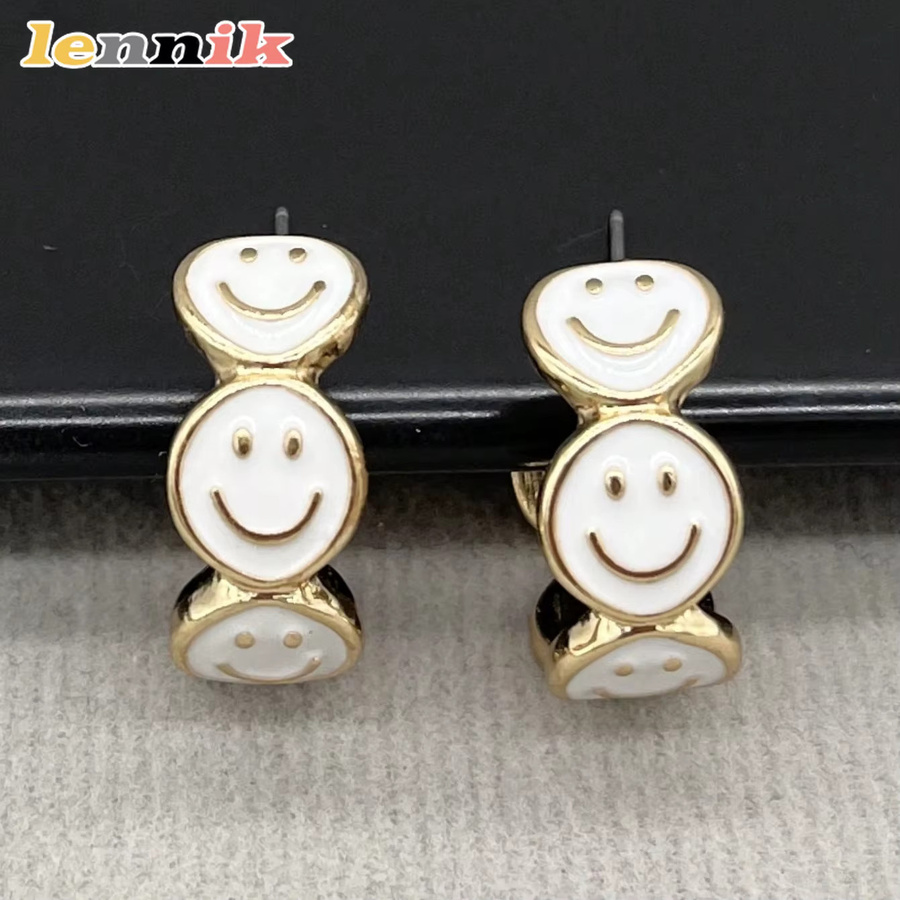 LENNIK Creolen, Emoji-Design, Gold - Bild 2