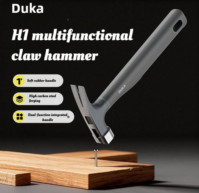 DUKA Klauenhammer mit Fiberglasgriff in Grau, Allzweckhammer aus geschmiedetem Stahl, 8 Unzen - Bild 1