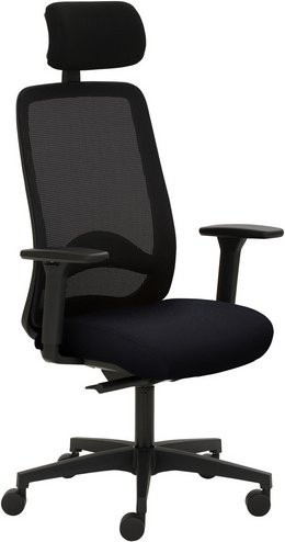 Mayer Sitzmöbel Drehstuhl 2228 mit Kopfstütze und Armlehnen in Schwarz aus Leder und Kunststoff, B: 70 cm, H: 138 cm, T: 63 cm - Bild 1