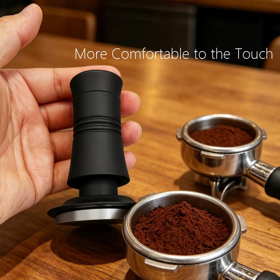 XINGZHAOHOME Kalibrierter Espresso-Tamper mit Doppel-Federung aus Edelstahl in Schwarz für 51 mm, 53 mm und 58 mm Siebträger - Bild 4
