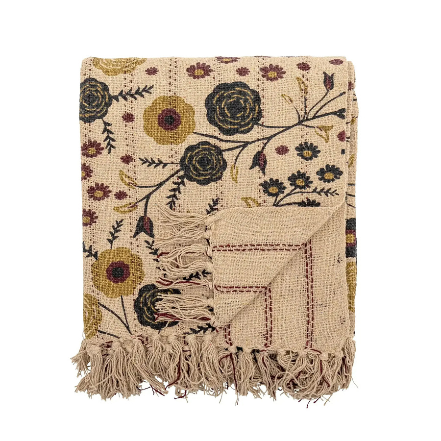 Bloomingville Plaid Eydis aus recycelter Baumwolle in Beige, B/B: 130 x 160 cm - Bild 1