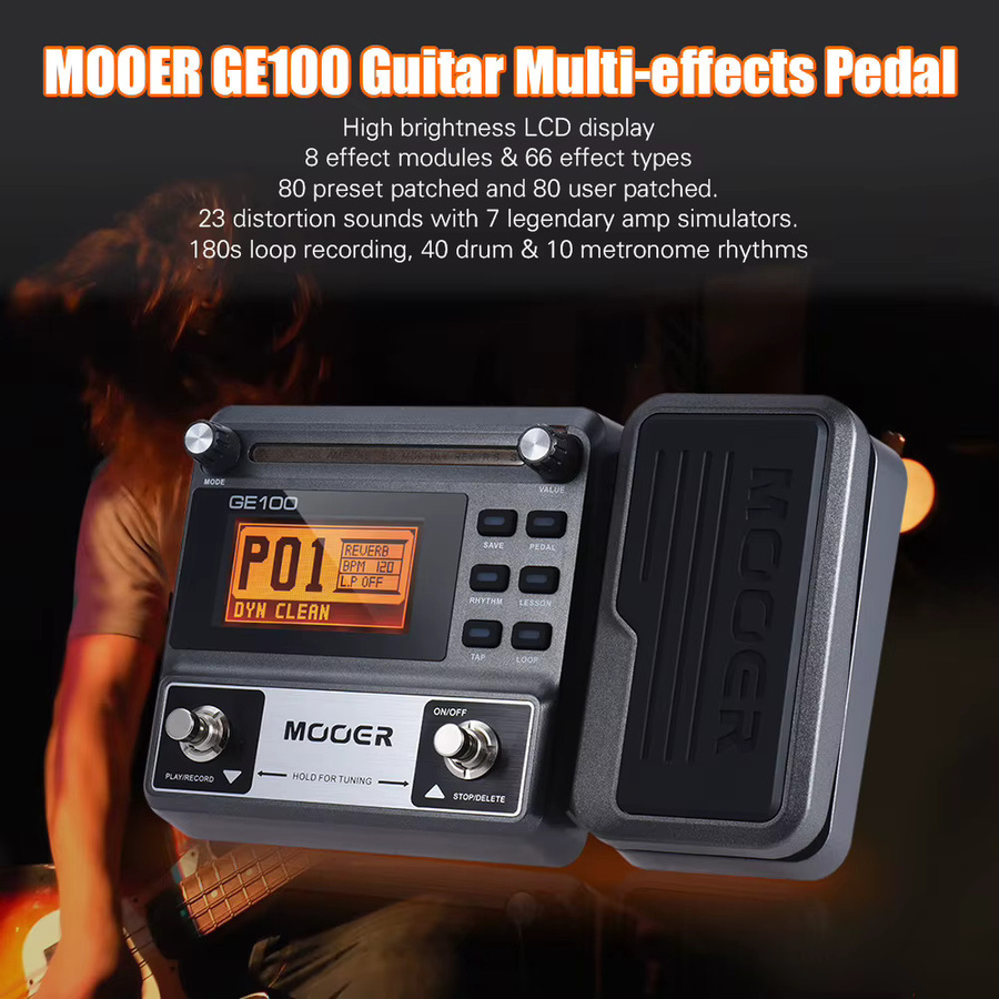Mooer GE100 Gitarren Multi-Effekt-Prozessor in Schwarz mit Loop-Aufnahme, Tuning, Tap Tempo und Rhythmus-Funktion - Bild 6