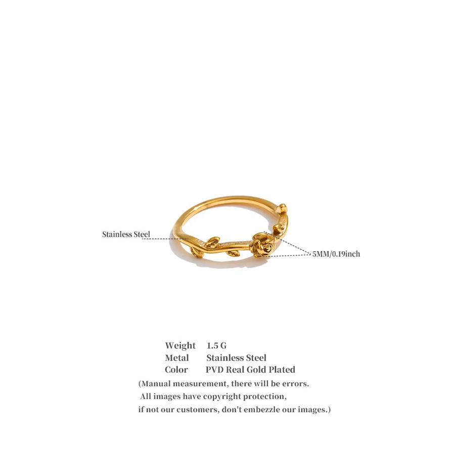 Yhpup Ring Edelstahl, Rosenblüten, Bicolor, Unisex - Bild 2