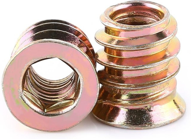 20 Stück Aamazing Innensechskant-Antriebseinsatzmuttern aus Kohlenstoffstahl in Gold, Gewinde M6, Höhe: 13 mm - Bild 1