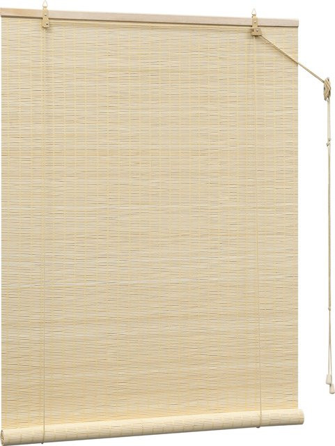 WOLTU Bambus-Rollo Sichtschutz als Seitenzugrollo in Beige für Fenster und Türen, B: 60 cm, H: 220 cm - Bild 1