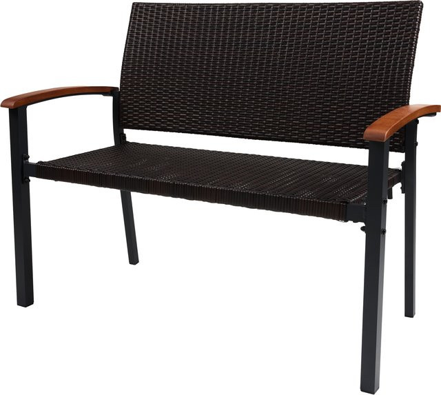 LIVARNO Gartenbank Valencia in Braun mit Rattan-Optik aus Aluminium und Kunststoffgeflecht, B/T/H: 112 x 58 x 91 cm - Bild 1