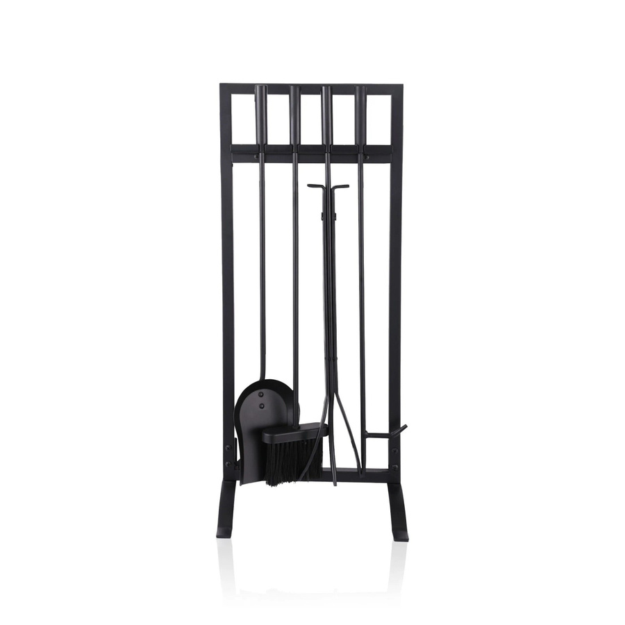 Relaxdays Kaminbesteck aus Eisen in Schwarz, 5-teilig, B/T/H: 79 x 31 x 27 cm - Bild 2
