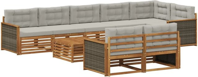 vidaXL Outdoor-Sofagarnitur aus Akazienholz mit 9 Kissen in modernem Design - Bild 1