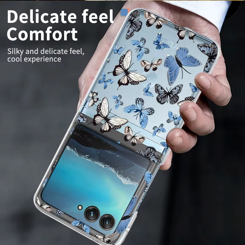 Transparente Handyhülle mit Rosenblüten- und Schmetterlings-Aufdruck für Motorola Razr 50 Ultra, Razr 40 Ultra, Razr 50 und Razr 40, stoßfeste PC-Abdeckung - Bild 3
