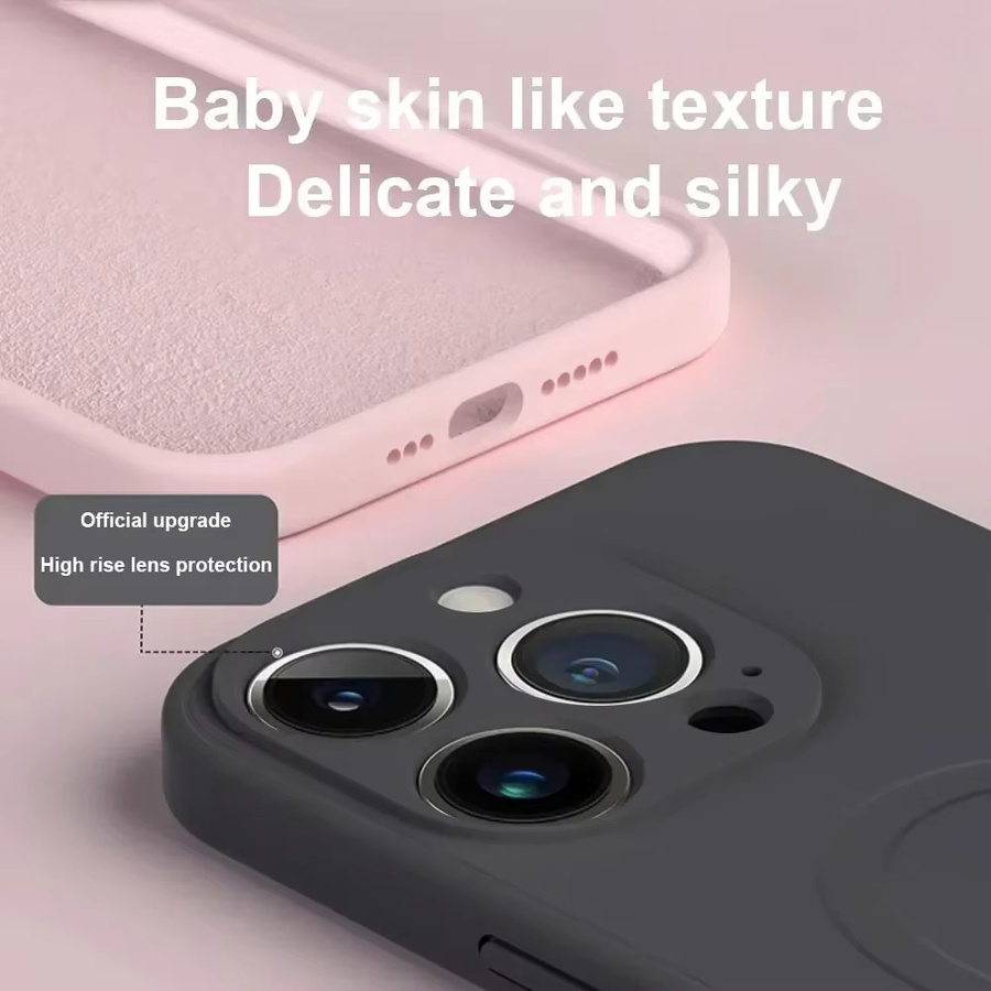 EIENACOCO Magnetische Silikon Hülle für iPhone kompatibel mit MagSafe in Schwarz - Bild 1