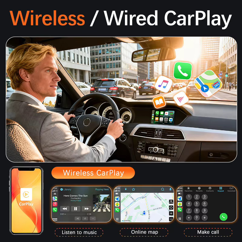 SAZYAUTO Wireless CarPlay und Android Auto Nachrüst-Kit für Mercedes Benz C E GLK Klasse W204 X204 W212 W207 NTG 4.0 System mit Airplay und Wi-Fi - Bild 2