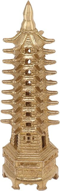GoolRC Wenchang Turm Statue 9 Ebenen Mini Pagode aus Messing als Feng Shui Ornament für deinen Schreibtisch in Braun und Gold - Bild 1