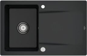 Villeroy & Boch Spüle Siluet in Pure Black aus Keramik mit Ablaufgarnitur und Exzenter, Breite: 45 cm - Bild 1