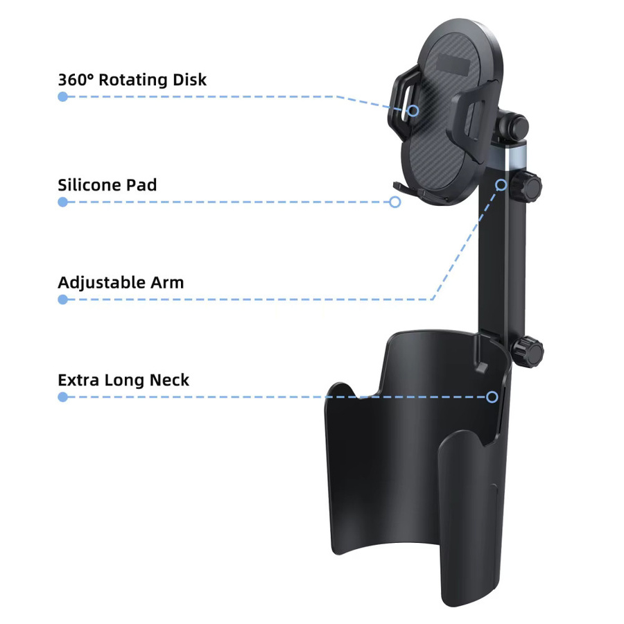 Multifunktionaler Auto Cup Tablet und Smartphone Halter mit 360-Grad-Drehung in Schwarz - Bild 6