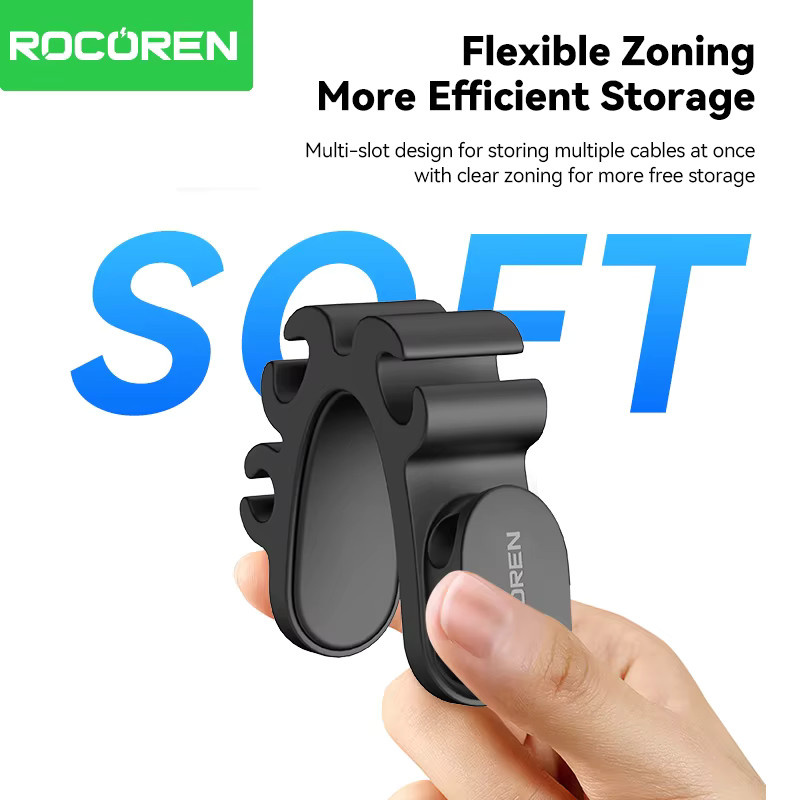 Rocoren Selbstklebende Silikon Kabel Organizer in Schwarz für USB Kabel Maus Tastatur und Headset - Bild 6