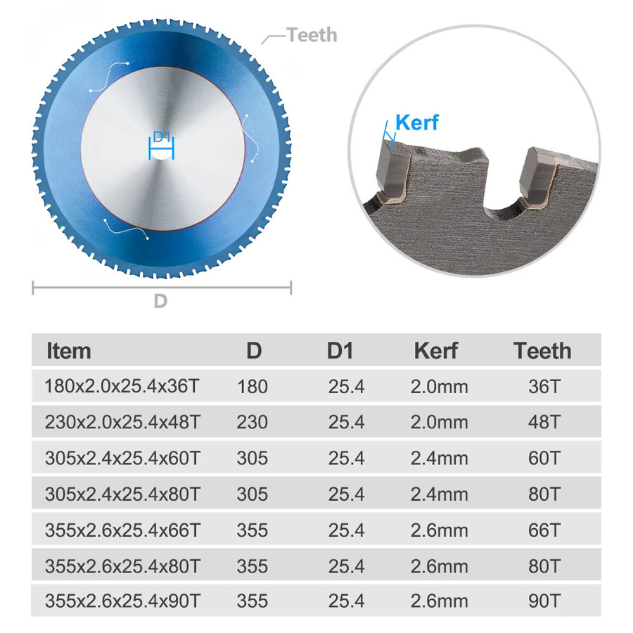 CMCP Metallschneidscheibe Hartmetall-Sägeblatt mit Nano-Blau Beschichtung für Aluminium, Eisen und Stahl - Bild 6