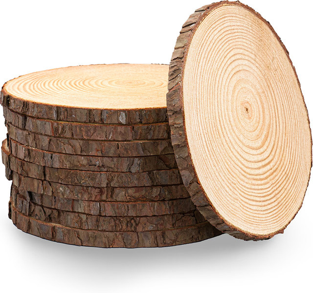Rustikale Servierplatte aus Kiefernholz von HGDTFF, Durchmesser: 22 cm, Braun - Bild 1