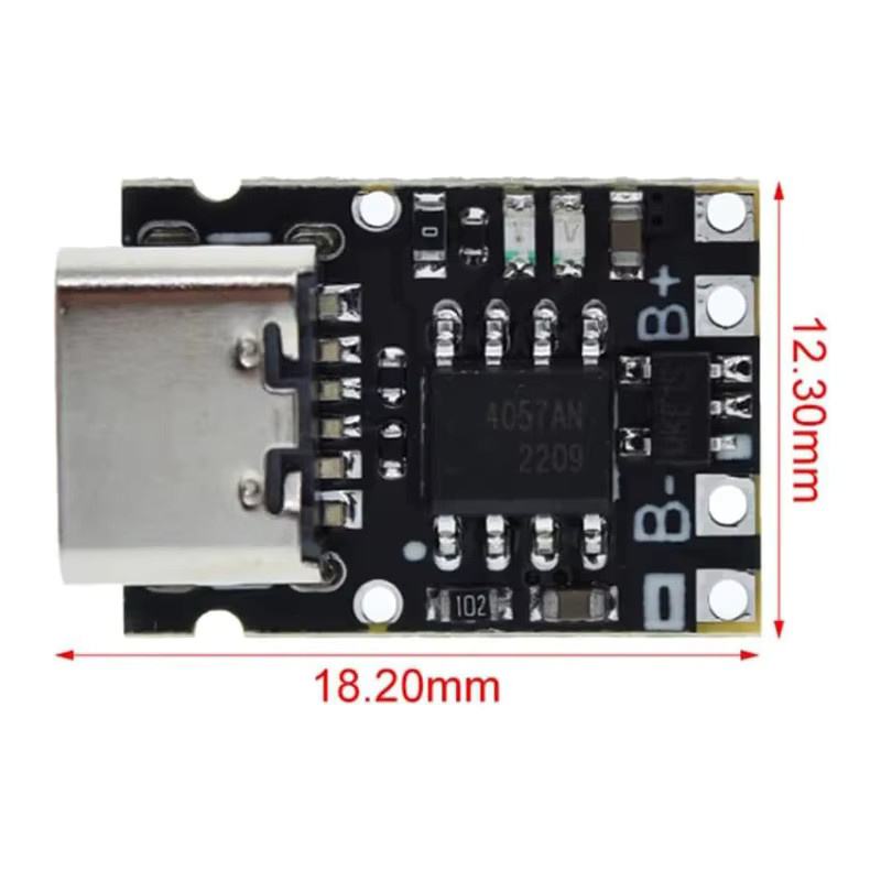 2er-Set TP4057 Lithium-Batterie Lade Modul mit Typ-C Schnittstelle und Schutzfunktion, 1A, 3,7 V, Schwarz - Bild 2