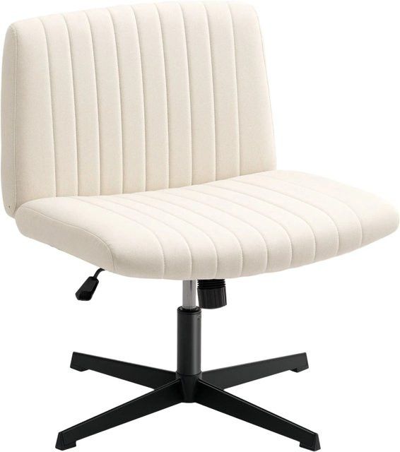 HOMCOM Bürostuhl aus Leinen in Cremeweiß, B/T/H: 64 x 65 x 73-83 cm - Bild 1