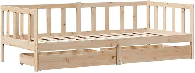vidaXL Tagesbett aus massivem Kiefernholz mit Schubladen in Beige, B/T/H: 90 x 190 cm - Bild 1