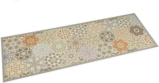 vidaXL Küchenteppich Hexagon in Pastellfarben aus Samt, waschbar und rutschfest, B/T: 60 x 180 cm - Bild 1