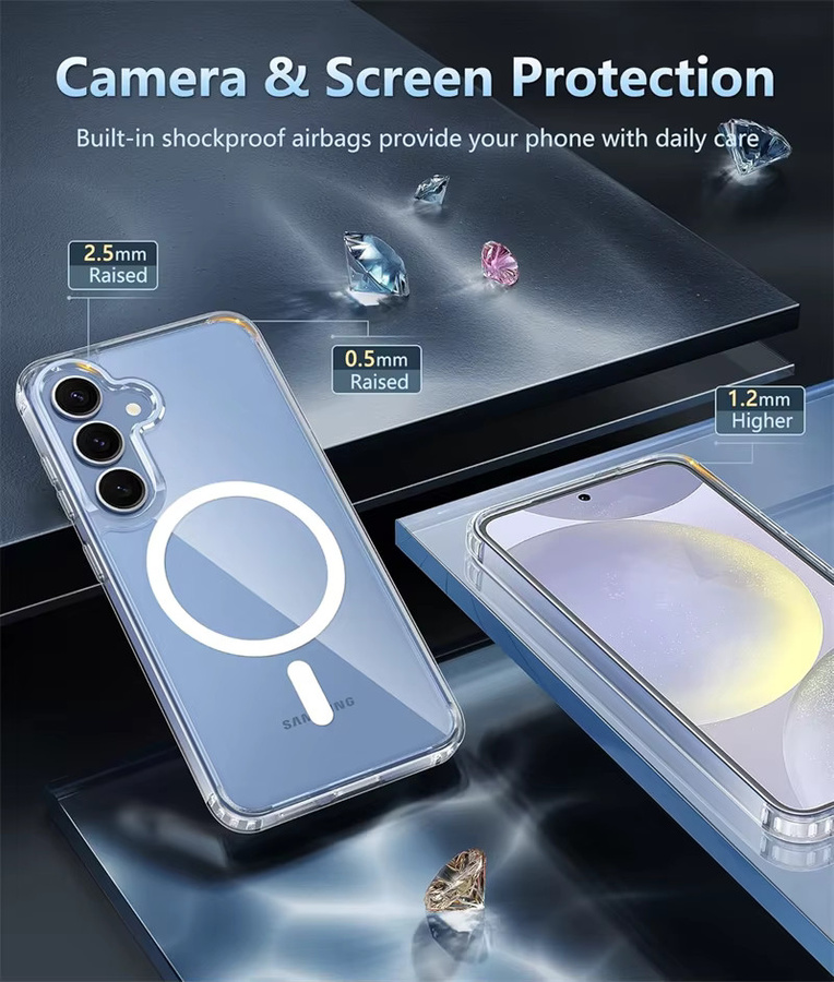 Transparente MagSafe-kompatible Kristall-Schutzhülle für Samsung Galaxy S25 S24 S23 S22 Ultra und FE Modelle, stoßfeste Magnet-Hülle - Bild 4