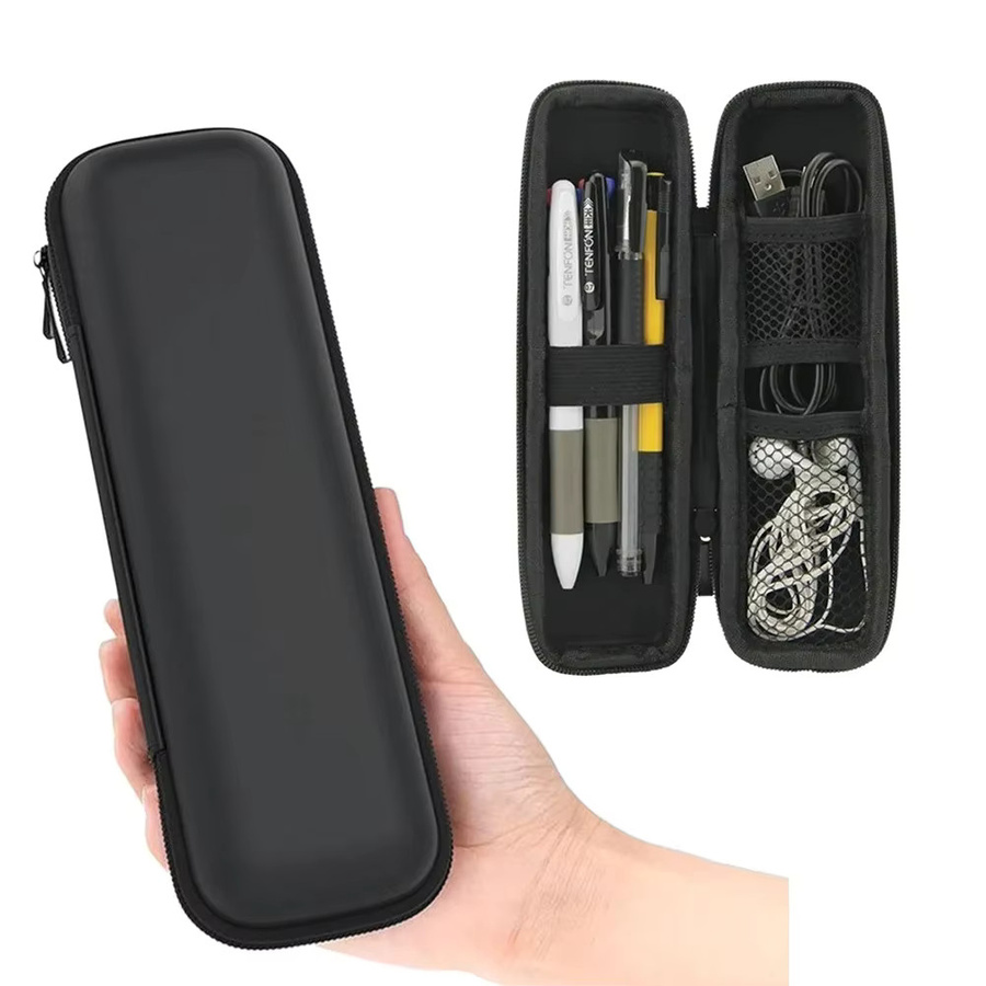 Schwarzes EVA Hard Shell Federmäppchen mit Reißverschluss und Mesh-Organizer für Stifte, Stylus und Kopfhörer - Bild 7