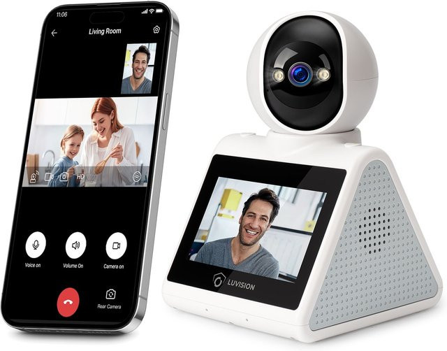 LUVISION PTZ WLAN Überwachungskamera mit 4MP Auflösung, Videoanruf und Gegensprechfunktion für die Baby- und Seniorenüberwachung mit Autotracking - Bild 1