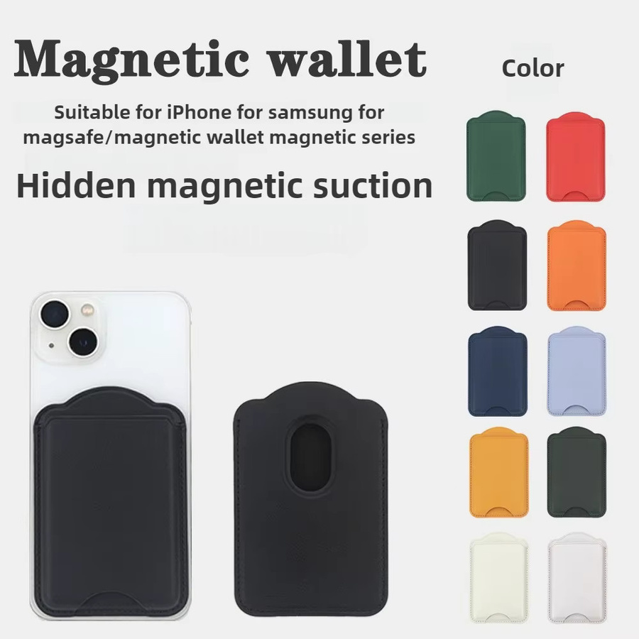 MagSafe Magnetisches Kartenhalter-Portemonnaie aus PU-Leder in Orange für Apple iPhone 17 Air, 16, 18 Pro Max und Samsung Galaxy S25, S26 Ultra - Bild 4