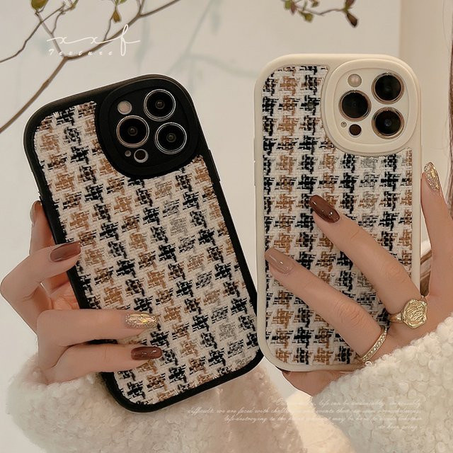 Stoßfeste iPhone Schutzhülle mit luxuriösem Tweed-Webmuster von MUQGEW in Multicolour für iPhone 16, 15, 14, 13, 12, 11 und Pro Max Modelle - Bild 1