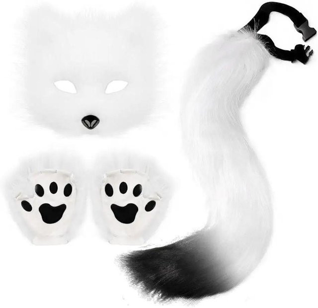 YIRAN Katzenkostüm, Wolfskralle Handschuhe mit Halbmaske, Zubehör Set - Bild 1