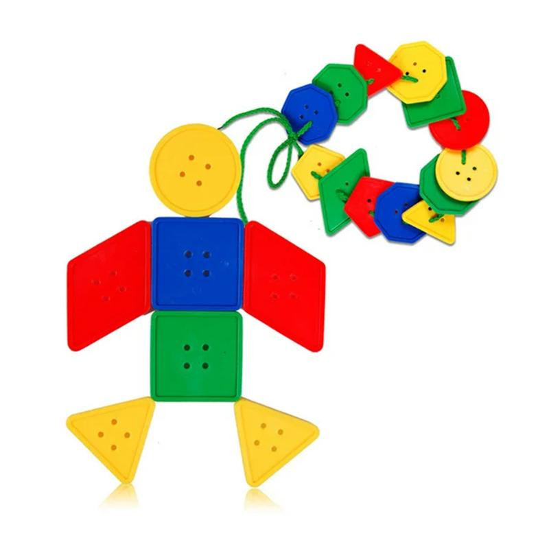 Yiran Fädelblock Spielzeug mit Perlenfaden und Aufbewahrungstasche, Kunststoff, Bunt - Bild 2