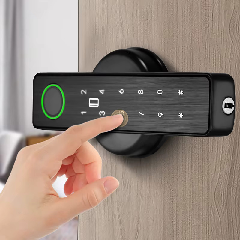 Smartes Digitales Türschloss mit Tuya App und WLAN-Fernbedienung in Schwarz mit Fingerabdruck, Passwort, RFID und IC-Karte für Holz- und Metalltüren - Bild 4