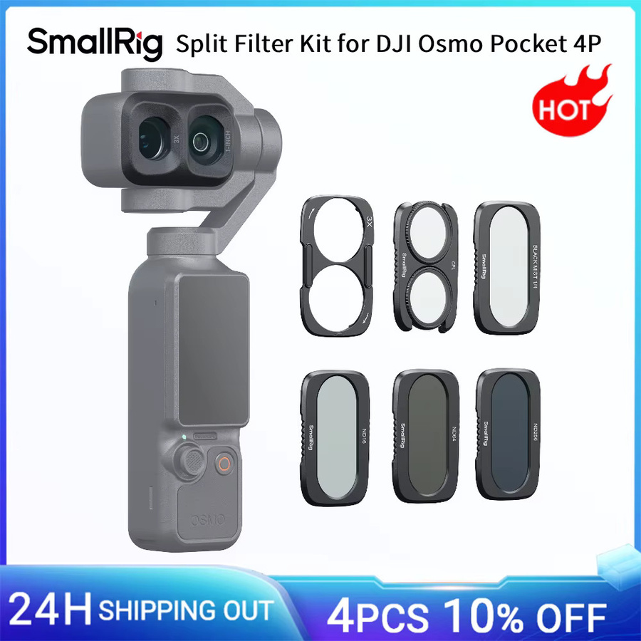 SmallRig Split-Filter-Set für DJI Osmo Pocket 4P in Schwarz mit ND16, ND64, ND256, CPL und 1/4 Diffusionsfilter Basis - 6658 - Bild 2