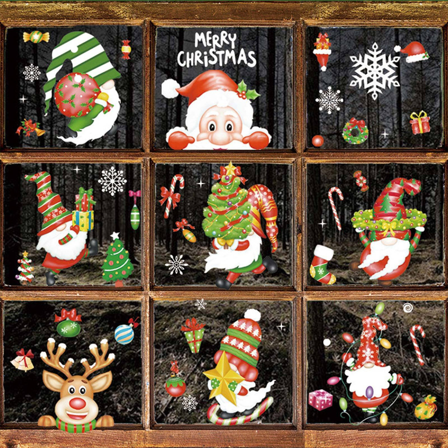 6er Set ABXMAS Weihnachts Fenster Aufkleber aus PVC in Blau und Multicolour zur Dekoration für Zuhause und Kinderzimmer - Bild 1