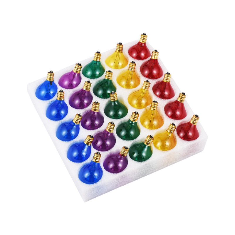 25er Set TOMTOP JMS G40 Wolfram Glühbirnen mit E12 Sockel, 7W, 220-240V, dekorative Globe Glühbirnen in Blau, Grün, Rot, Gelb und Multicolour - Bild 3