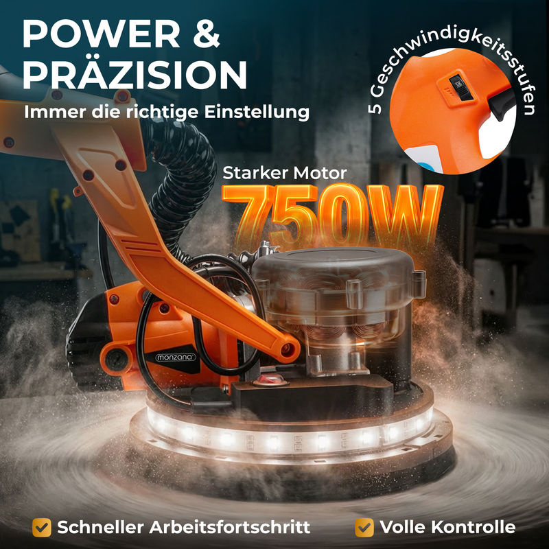 MONZANA Trockenbauschleifer 750W in Schwarz-Orange - Bild 4