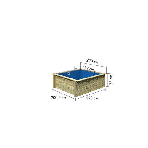 Karibu Massivholzpool Mini in Braun aus Fichtenholz mit Innenhülle und Einhängeleiter, B/H/T: 200,5 x 78 x 223 cm - Bild 2